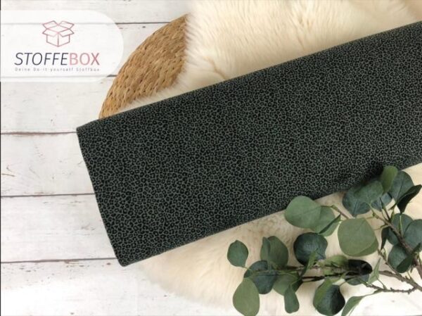 Reststück 85cm Jersey Öko-Tex-100 - Leoprint (olivgrün)