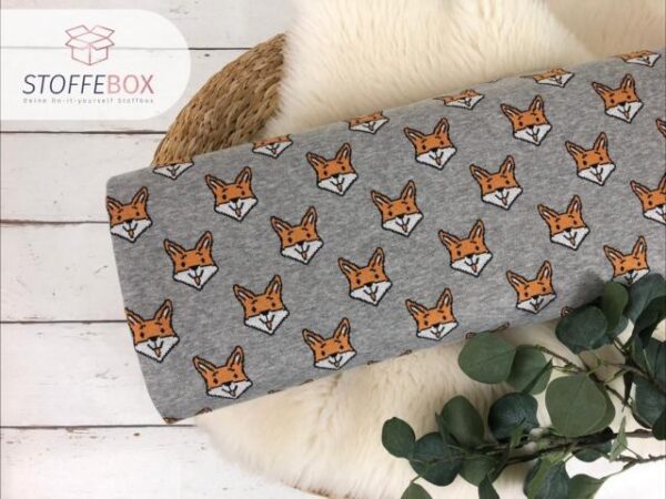 Jaquard Füchse - Öko-Tex-100 - (grau meliert/orange)
