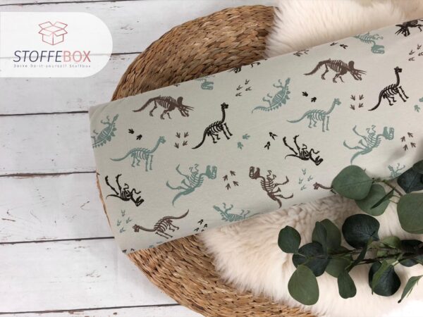 Jersey Öko-Tex-100 - Dinosaurier Skelett (beige)