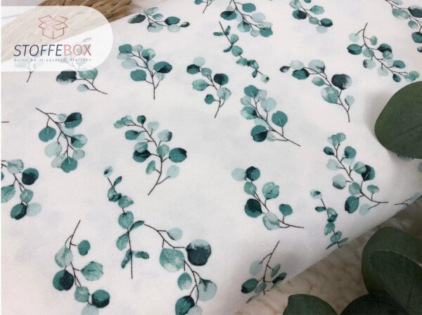 Jersey Öko-Tex-100 - Eukalyptus (ecru/mint) – Bild 2