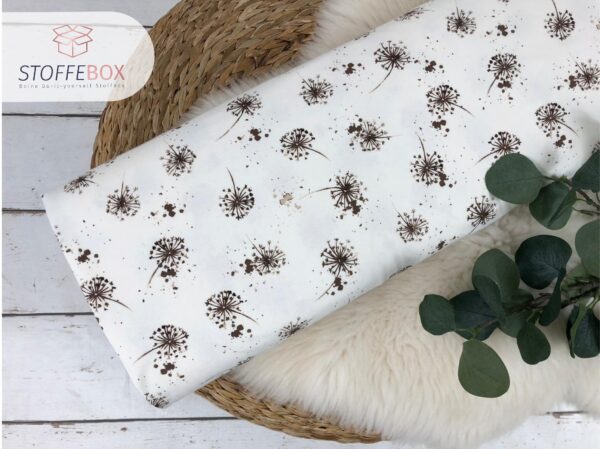 Jersey Öko-Tex-100 - Pusteblumen (ecru/braun)