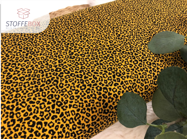 Jersey Öko-Tex-100 - Leoprint (senfgelb/schwarz) – Bild 2