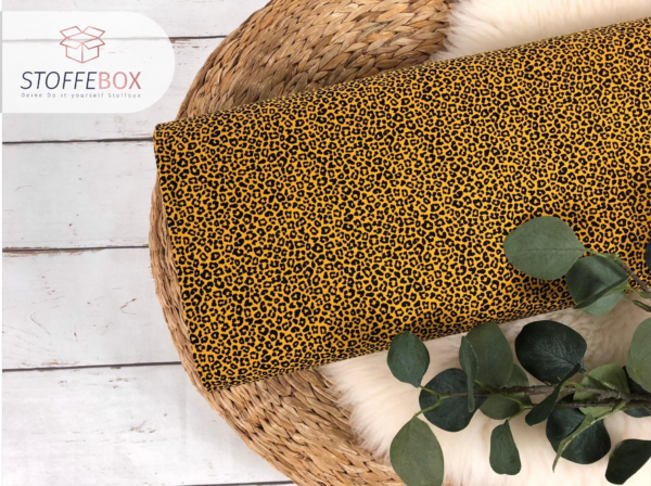 Jersey Öko-Tex-100 - Leoprint (senfgelb/schwarz)