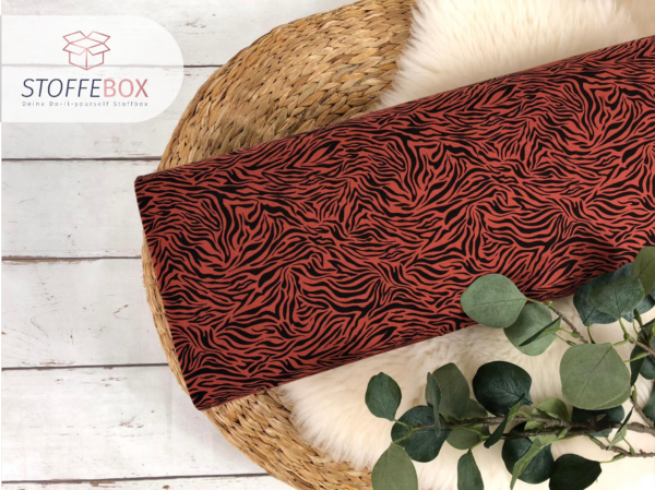 Jersey Öko-Tex-100 - Tiger Streifen (rost/schwarz)