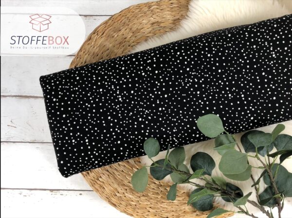 Jersey Stoff Öko-Tex-100 - mini Punkte Konfetti schwarz, weiß