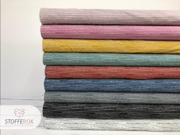 Jersey Stoff Öko-Tex-100 - Vintage Streifen mint, weiß – Bild 2