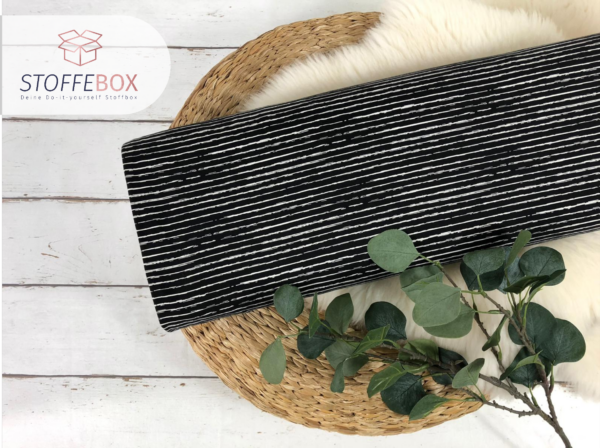 Reststück 30cm Jersey Öko-Tex-100 - Vintage Streifen (schwarz/weiß)