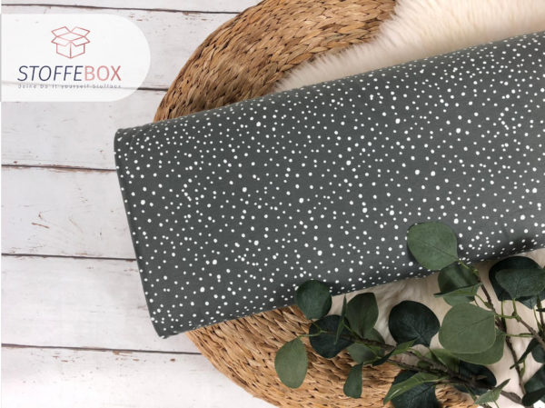 Jersey Stoff Öko-Tex-100 - mini Punkte Konfetti grau, weiß