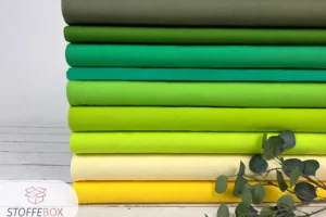Jersey Stoff uni Stoffpacket in den Farben gelb, grün und oliv
