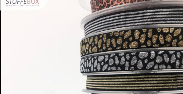 wählbar - Gummiband elastisch 25mm - Glitzer/Lurex - Elastic Tape (gold/silber/schwarz)