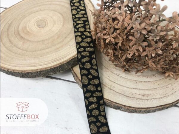 wählbar - Gummiband elastisch 25mm - Glitzer/Lurex - Elastic Tape (gold/silber/schwarz) – Bild 2
