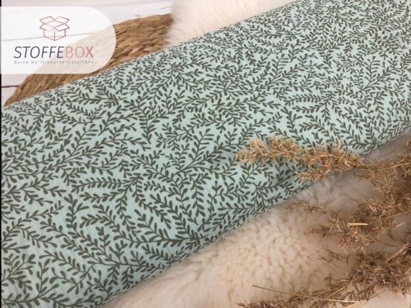 Bio Musselin / Double Gauze Blätterranken / Pflanzen (Farbe wählbar) – Bild 13