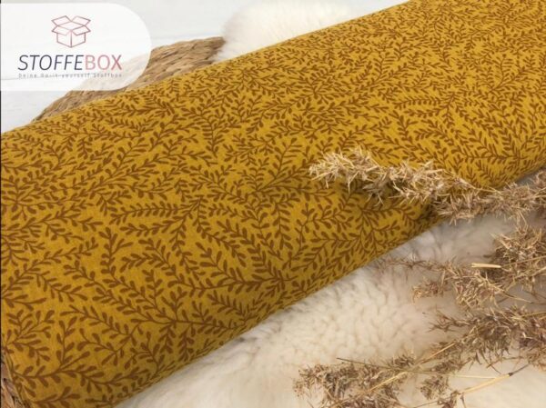 Bio Musselin / Double Gauze Blätterranken / Pflanzen (Farbe wählbar) – Bild 11