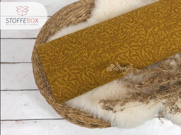 Bio Musselin / Double Gauze Blätterranken / Pflanzen (Farbe wählbar) – Bild 10