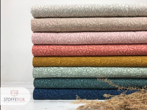 Bio Musselin / Double Gauze Blätterranken / Pflanzen (Farbe wählbar)