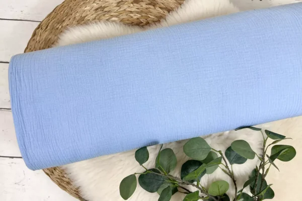 Musselin Uni / Double Gauze blau-grau Töne (Farbe wählbar) – Bild 5