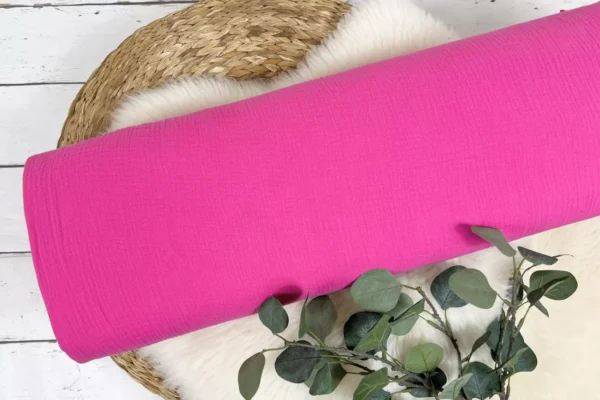 Double Gauze Musselin Stoff in der uni Farbe pink