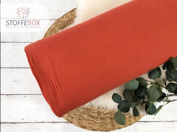 Reststück 30cm Musselin Double Gauze Uni - dunkelorange