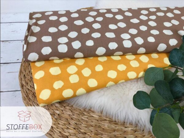 Viskose - Punkte Polka Dots  taupe / gelb