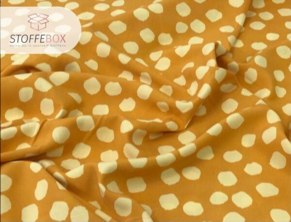 Viskose - Punkte Polka Dots  taupe / gelb – Bild 4