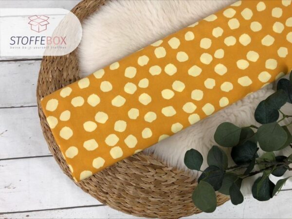 Viskose - Punkte Polka Dots  taupe / gelb – Bild 2