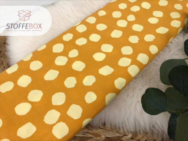 Viskose - Punkte Polka Dots  taupe / gelb – Bild 3
