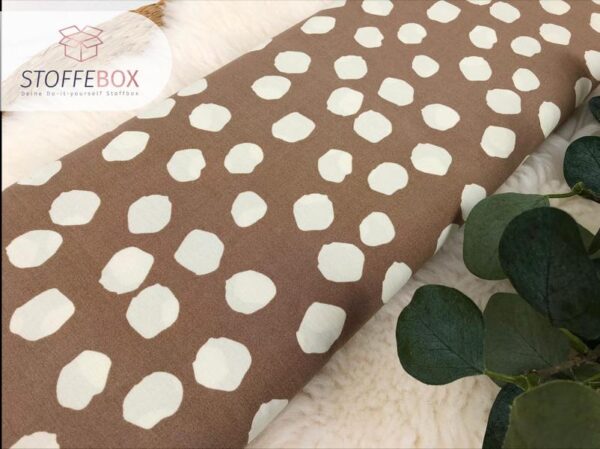 Viskose - Punkte Polka Dots  taupe / gelb – Bild 6