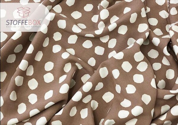 Viskose - Punkte Polka Dots  taupe / gelb – Bild 7