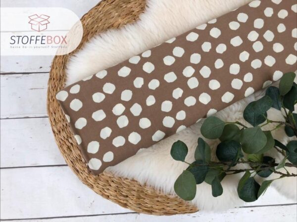 Viskose - Punkte Polka Dots  taupe / gelb – Bild 5