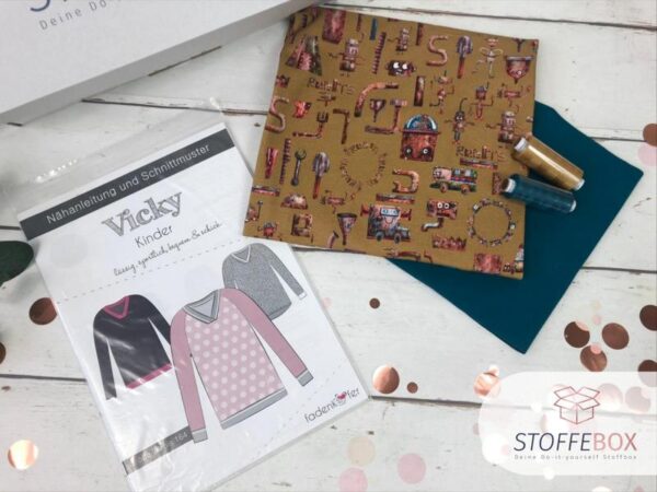 Stoffebox Nr. 6 - Pullover mit Bündchen (Kinderbox) - Gr. 74-164 – Bild 2
