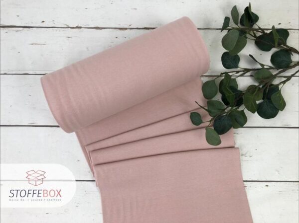 Bündchen Stoff - Uni puderrosa - 35cm Schlauchware Öko-Tex-100