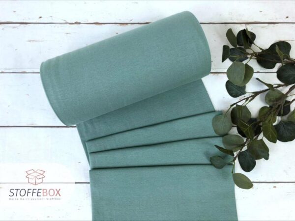 Bündchen Stoff - Uni rauchiges mint - 35cm Schlauchware Öko-Tex-100