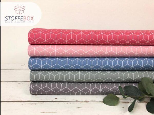 Baumwolle/Webware - Würfel - Quadrat (mint, dunkelgrau, dunkelrosa, rosa, blau)
