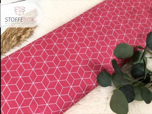 Baumwolle/Webware - Würfel - Quadrat (mint, dunkelgrau, dunkelrosa, rosa, blau) – Bild 3