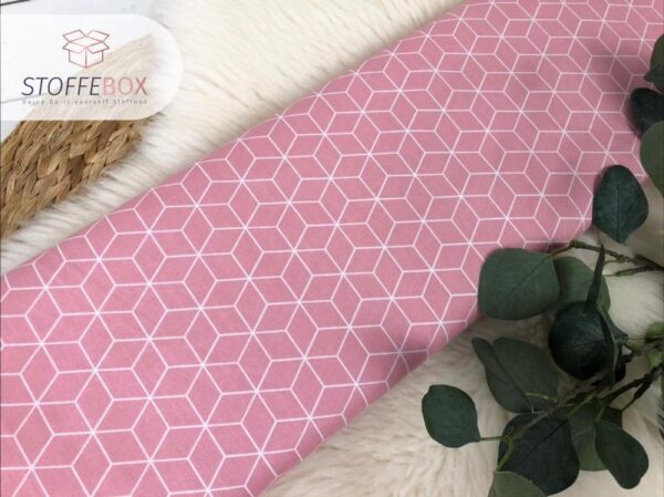 Baumwolle/Webware - Würfel - Quadrat (mint, dunkelgrau, dunkelrosa, rosa, blau) – Bild 5