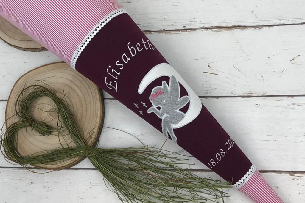 Glückspilz Schultüte Personalisiert – Aus Stoff, Mit Lama-Motiv, Rosa, Für Einschulung