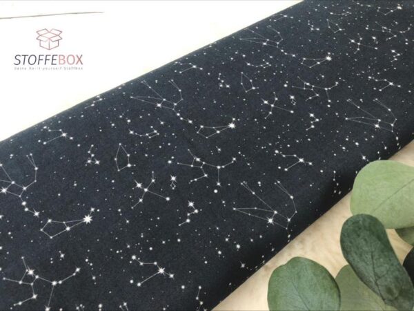 Reststück 40cm Webware - Baumwolle - Galaxy / Universum (schwarz) – Bild 2