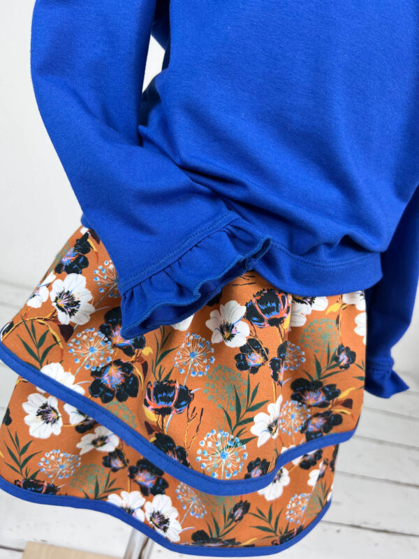 Baumwolljersey Jersey - Blumen zarte Blüten - (safran/weiß) – Bild 3