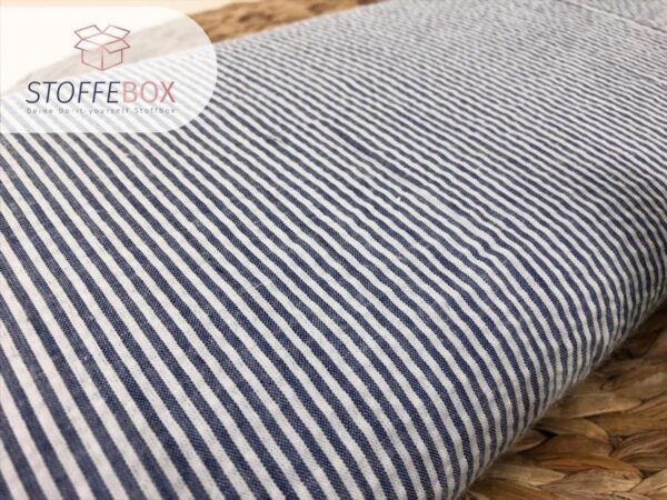 Reststück 80cm Seersucker - Baumwolle Öko-Tex-100 - Streifen (weiß/blau) – Bild 2