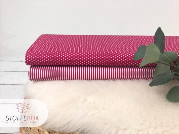 Webware/Baumwolle Öko-Tex-100 - weiße Streifen schmal (kirsche) – Bild 3