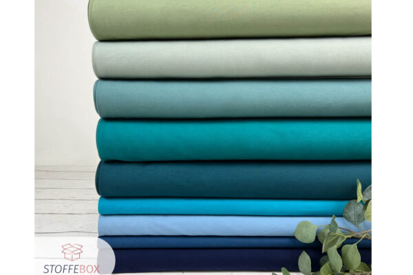French Terry Sommersweat uni blau petrol stoffpacket
