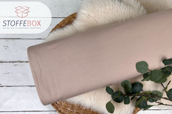 Reststück 40cm Sweat Stoff angeraut - Uni beige - Wintersweat Öko-Tex-100