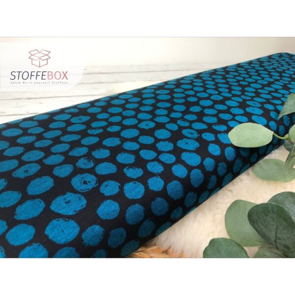 Jaquard - Kreise / große Punkte Polka Dots ( dunkelpetrol  /rost - schwarz) – Bild 5