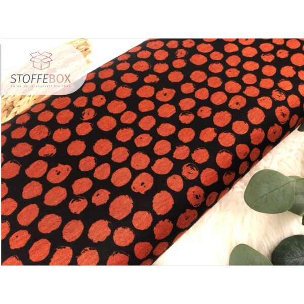Jaquard - Kreise / große Punkte Polka Dots ( dunkelpetrol  /rost - schwarz) – Bild 3
