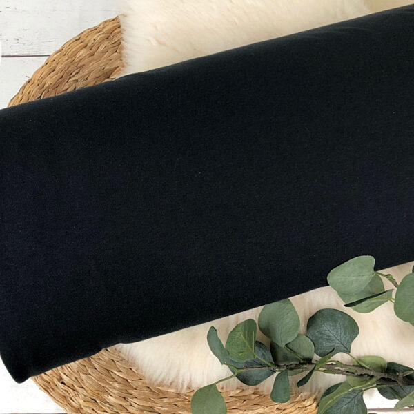 angerauter Sweat Uni meliert (schwarz) – Bild 2
