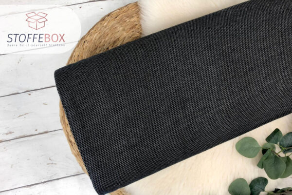 Reststück 30cm Jacquard Sweat Kuschelsweat 340g/qm gebürstet angeraut Öko-Tex 100 uni schwarz