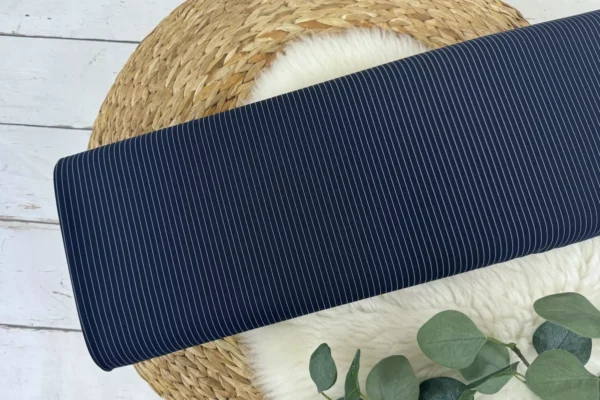 Hosenstoff Anzugstoff Stretch Nadelstreifen schwarz und dunkelblau – Bild 3