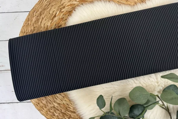 Hosenstoff Anzugstoff Stretch Nadelstreifen schwarz und dunkelblau – Bild 6
