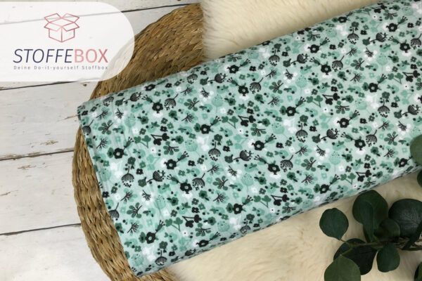 Musselin Stoff / Double Gauze - kleine Blumen - mint – Bild 2