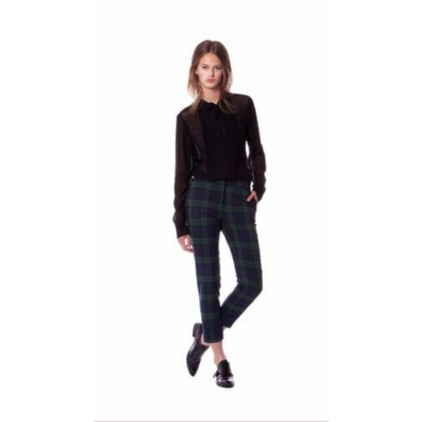 Tragebild Glencheck Blazer- und Hosenstoff stretch grün gestreift